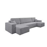 WOHNLANDSCHAFT Hugo U-Form Cordstoff mit Schlaffunktion und Bettkasten - Greige, Textil (312/83/142cm) - VENASI MÖBEL