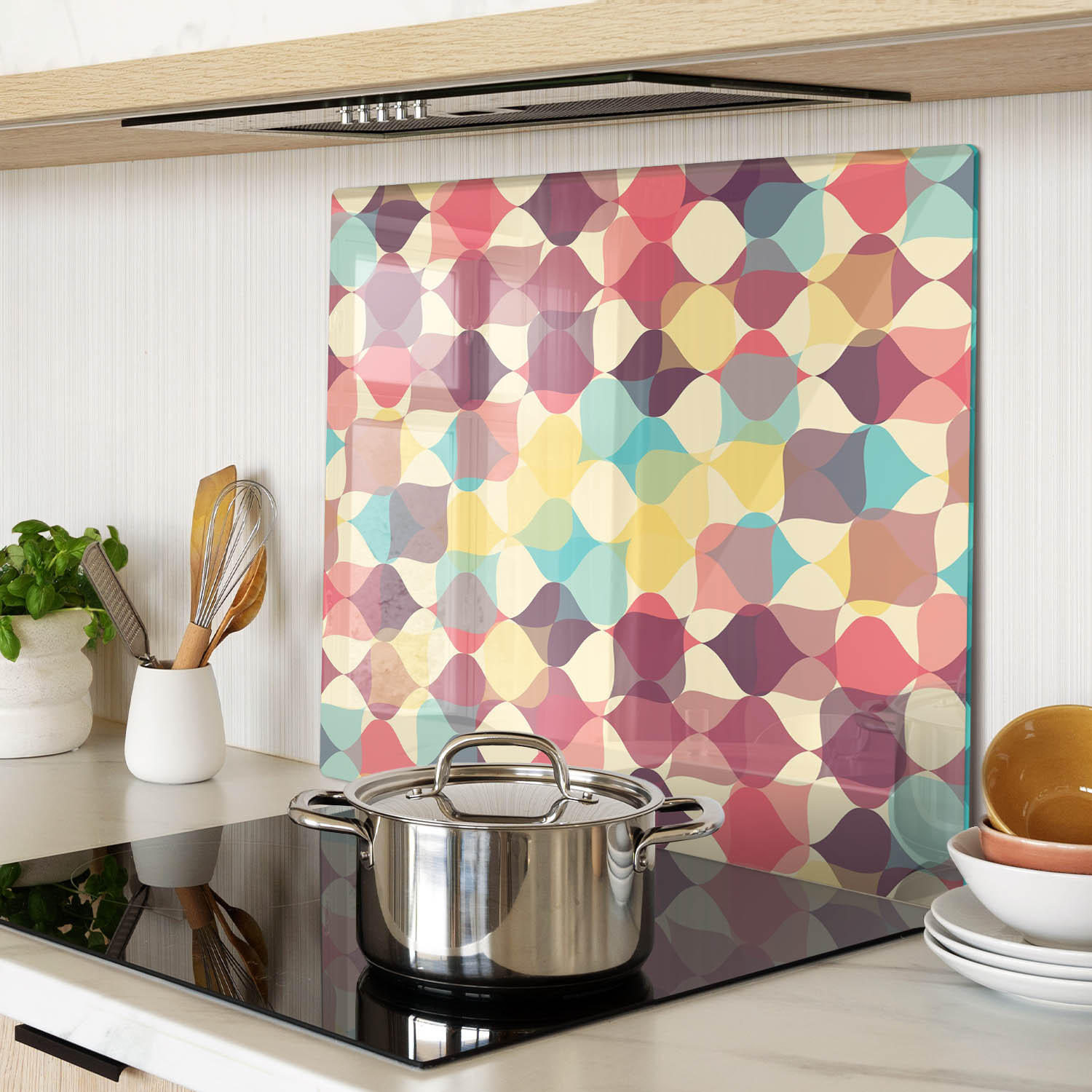 GLASPLATTE 60x52 cm Geometrische Figuren - Multicolor, Glas (60/0.4/52cm) - TULUP