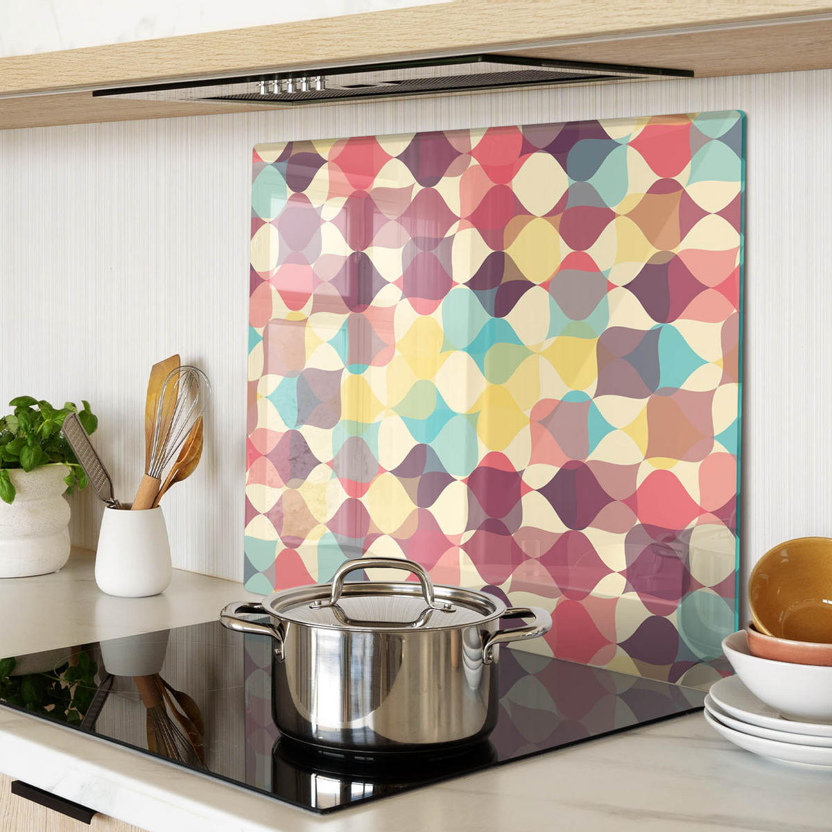 GLASPLATTE 60x52 cm Geometrische Figuren - Multicolor, Glas (60/0.4/52cm) - TULUP