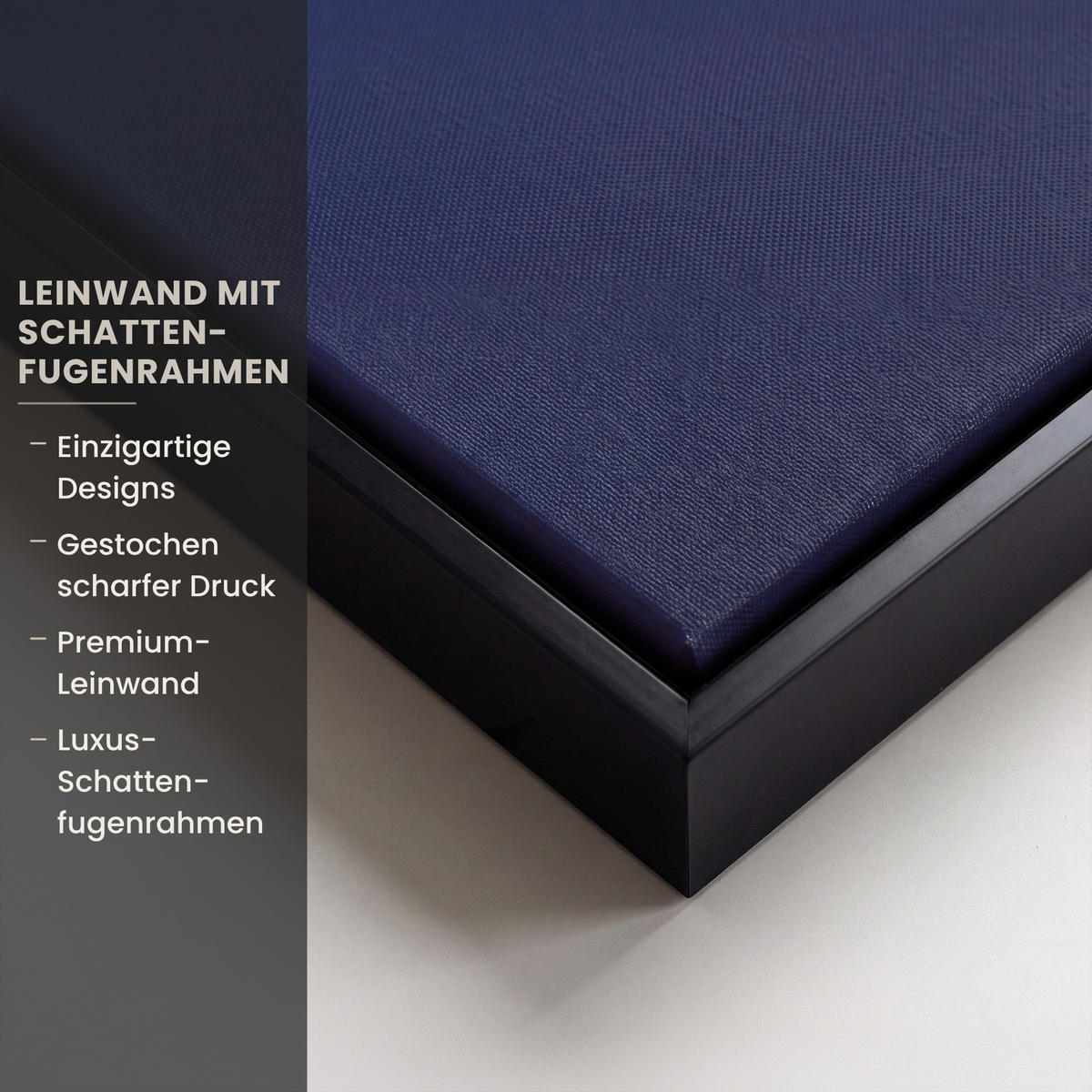 LEINWAND Bilder mit Rahmen - Katze - Treppe - Gebäude - Schattenkontraste - 150x100 - Dunkelblau, Textil (150/100cm) - MuchoWow