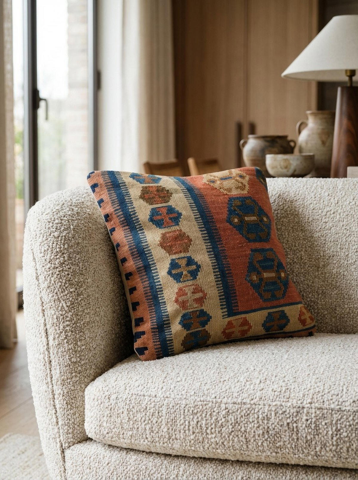 KELIM-KISSEN Mehrfarbig 50/50 cm Schurwolle - Multicolor, Textil (50/50cm) - Looma