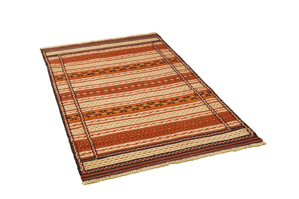 HANDWEBTEPPICH Kelim Kordi Mehrfarbig 148/96 cm Schurwolle - Multicolor, Textil (96/148cm) - Looma