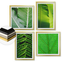 WANDBILDER 4er Set - 50x50 cm & 40x60 cm Goldrahmen - Nahaufnahme von tropischen Blättern - Goldfarben, Kunststoff (50/50cm) - ArtPrintCave