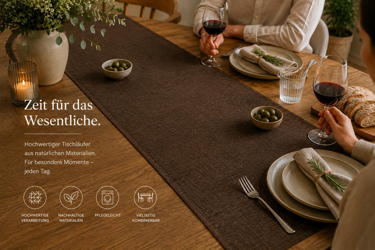 TISCHLÄUFER 40/100 cm Braun Leinenoptik - Braun, Textil (40/100cm) - TiborTex