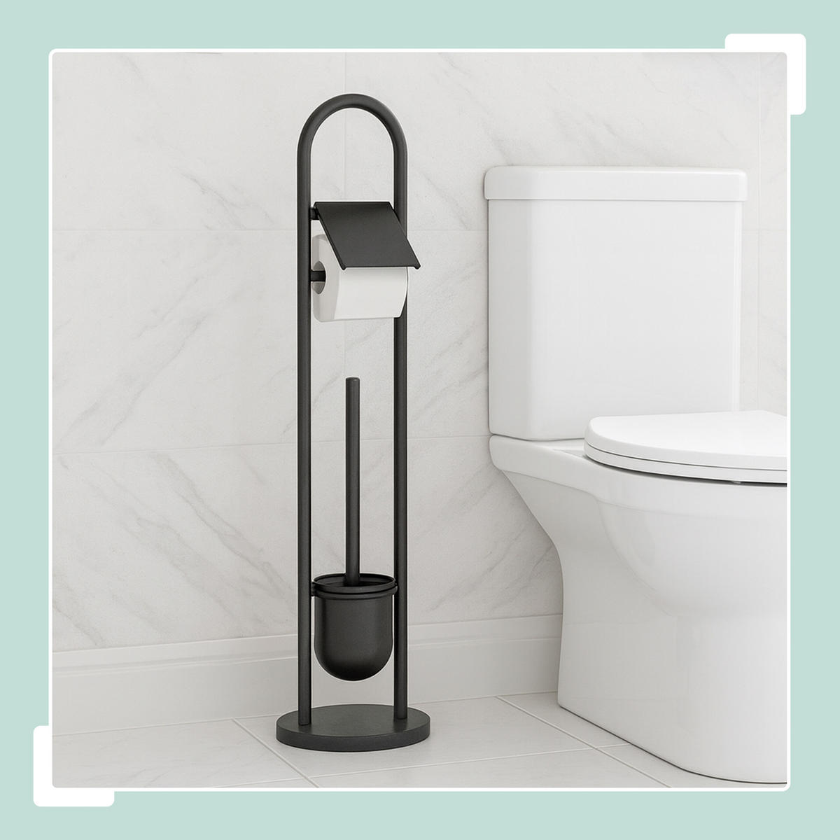 WC-GARNITUR - Schwarz, Kunststoff/Textil (22/79/22cm) - Relaxdays