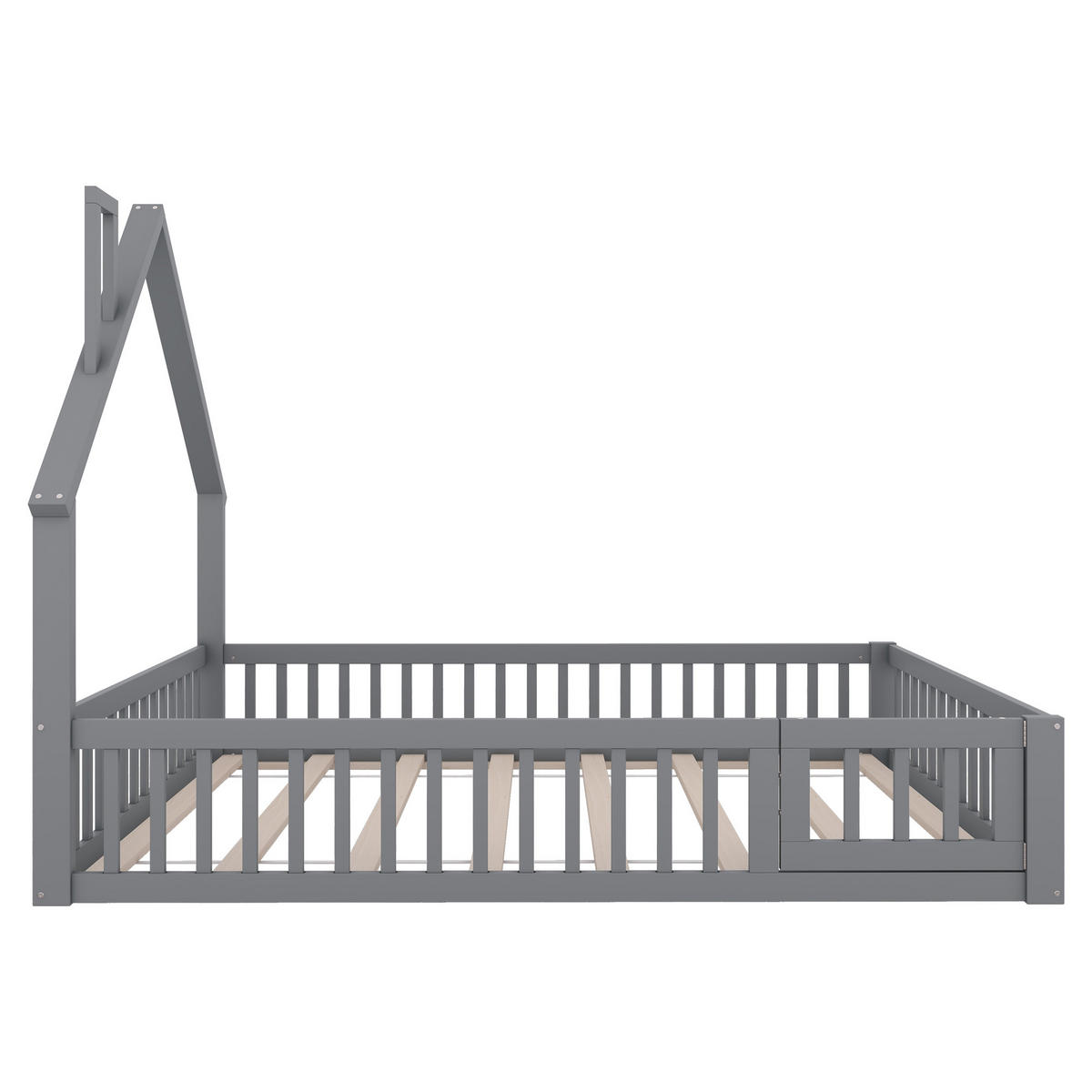 HAUSBETT 140x200cm Grau Kiefer Minimalistisch - Grau, Holz (140/200cm) - FLIEKS