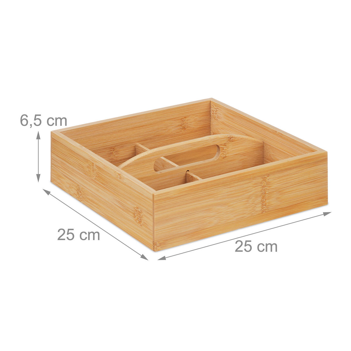BAMBUS-ORGANIZER - Hellbraun, Holz (25/6.5/25cm) - Relaxdays