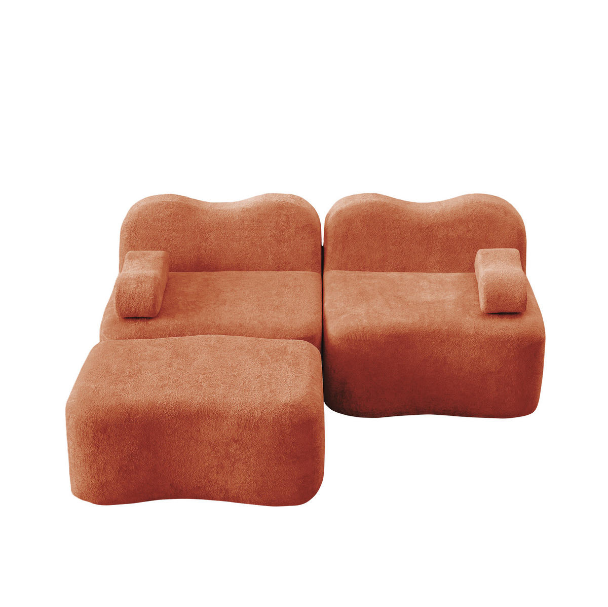 SOFA modulares Ecksofa 2-Sitzer mit Ottoman Samt Orange - Orange, Textil (167/192cm) - Meubliv