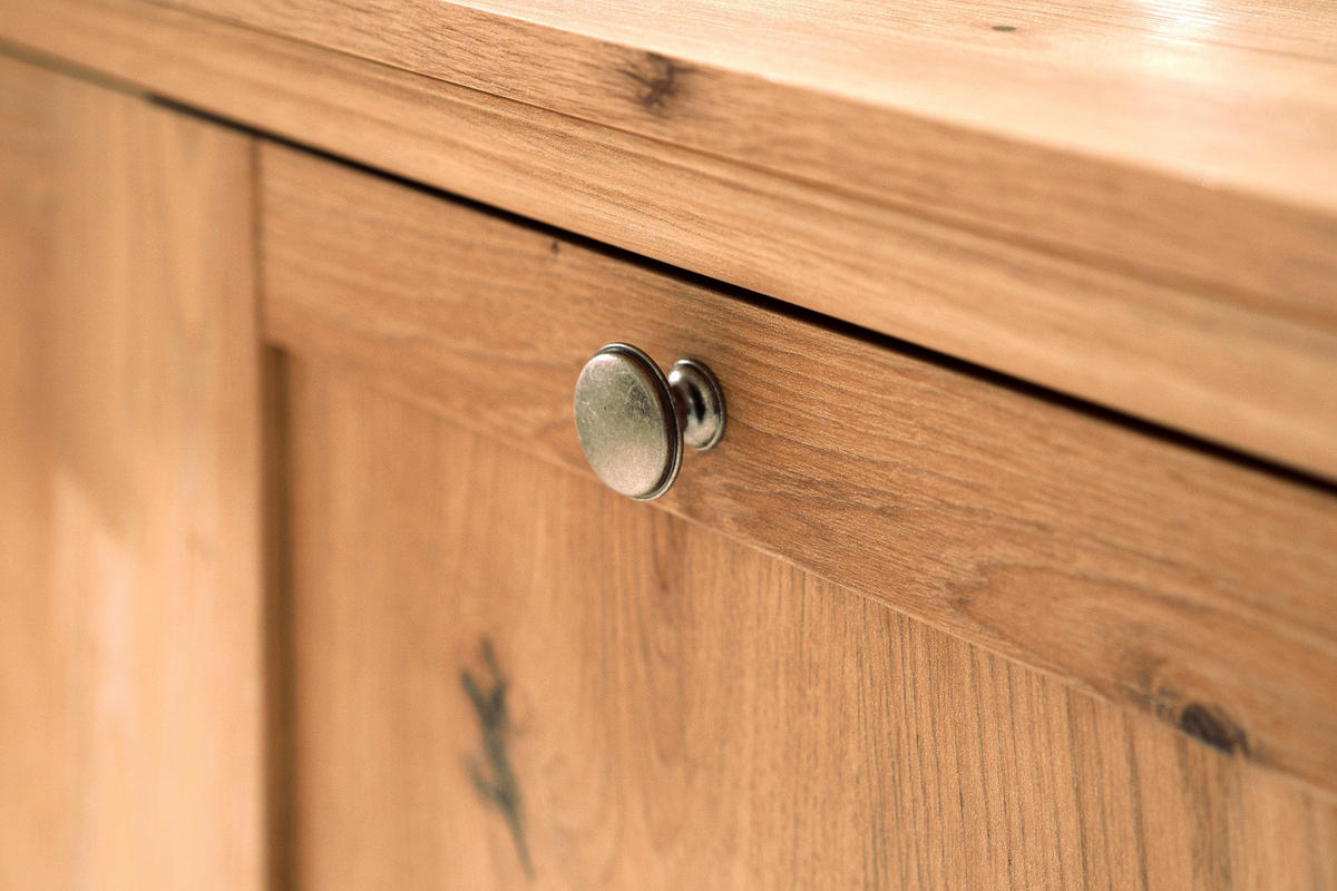 SIDEBOARD Eiche Artisan 200 cm Landhaus, Kommode mit viel Stauraum - Eichefarben/Silberfarben, Holzwerkstoff/Metall (200/90/40cm) - Furn.Design