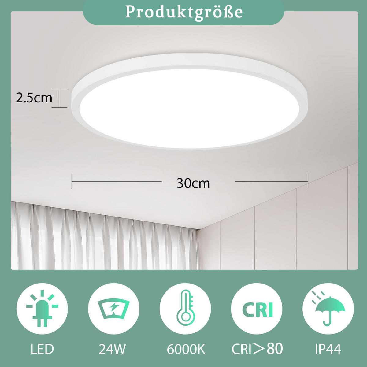 LED-DECKENLEUCHTE Hammer 30 cm - Weiß, Kunststoff (30/30/2.5cm) - Nettlife