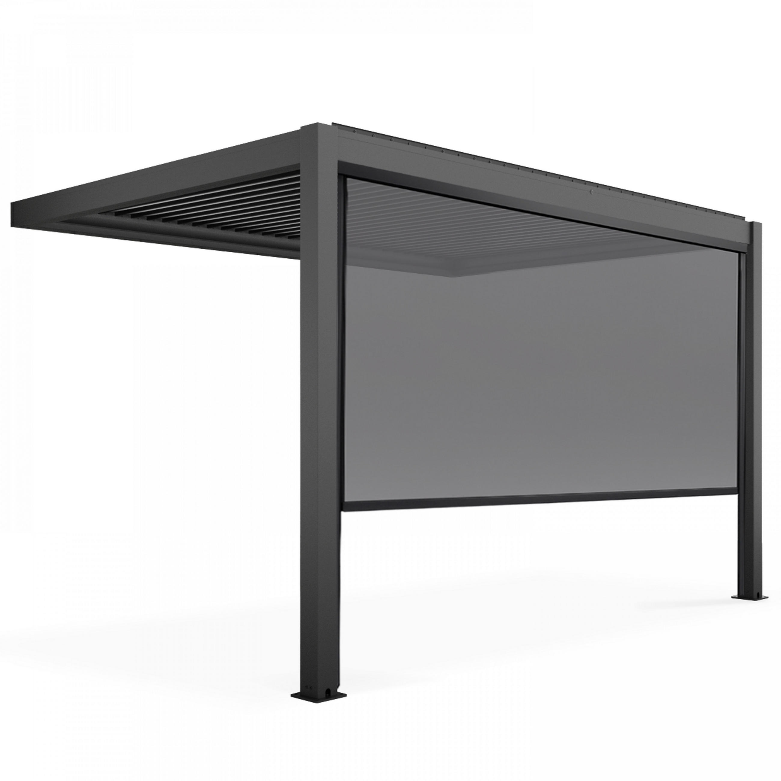 PERGOLA 3x4 m, mit 1 Markise, Grau - Grau, Metall (281/257/403cm) - Oviala