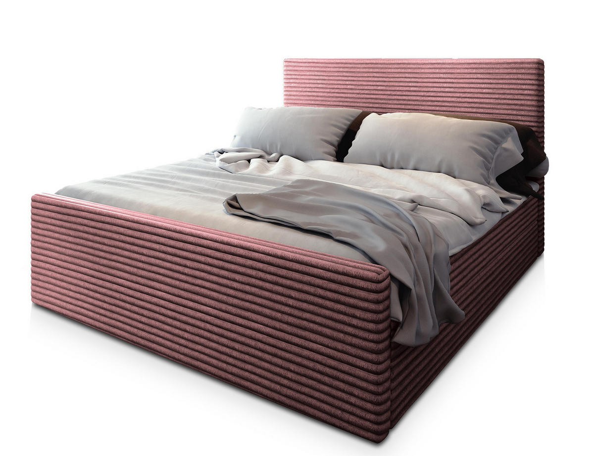 POSTEL BOXSPRING BRENTO 180x200 cm, s matrací a úložným prostorem, starorůžová - starorůžová, kompozitní dřevo/textil (180/200cm) - MASSENO
