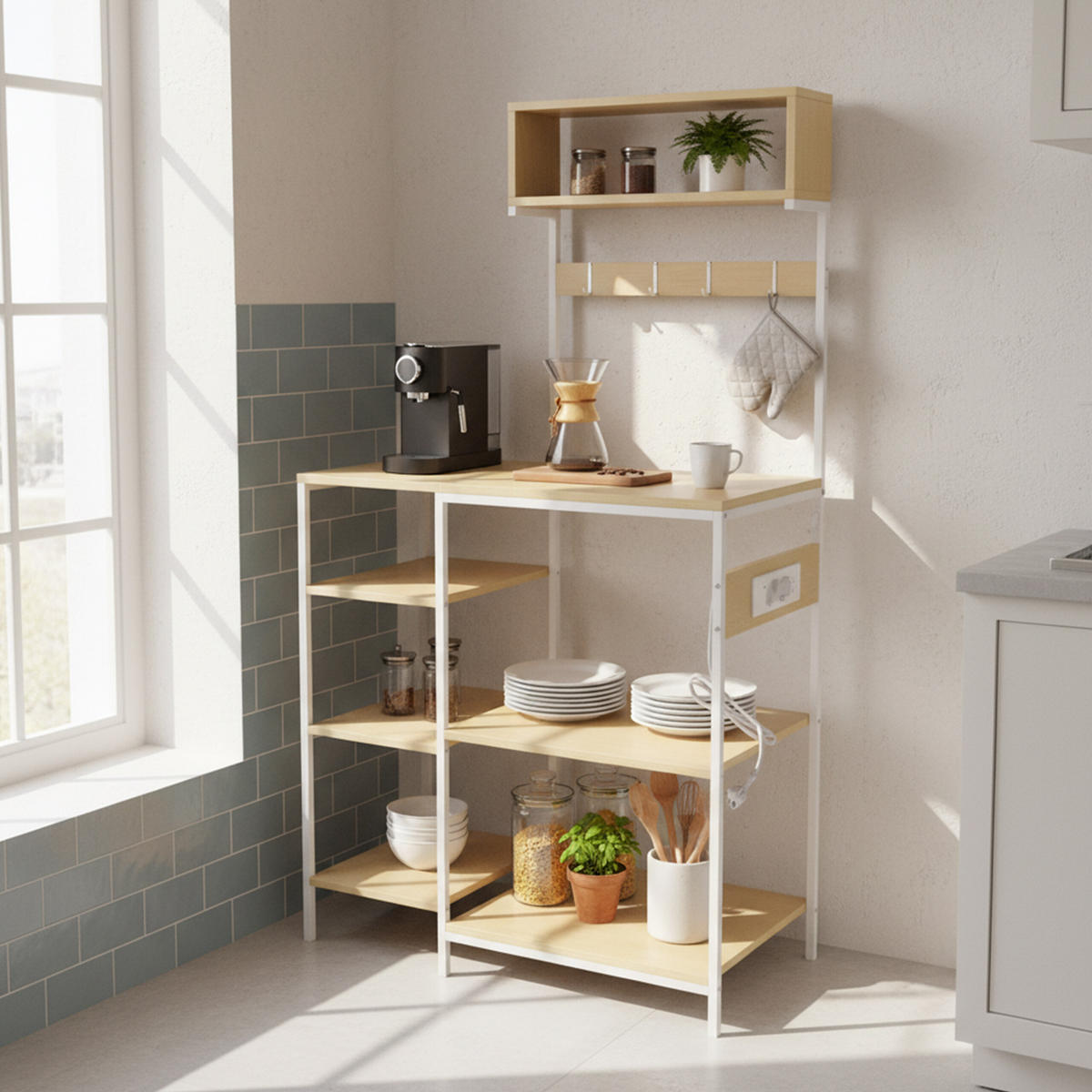 KUCHYNSKÁ pol. - viacfarebná, kov/kompozitné drevo (40/151/82cm) - Relaxdays