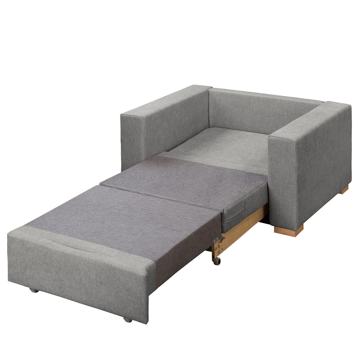 SCHLAFSESSEL - Buchefarben/Grau, Buchenholz/Textil (110/90/90cm) - home24