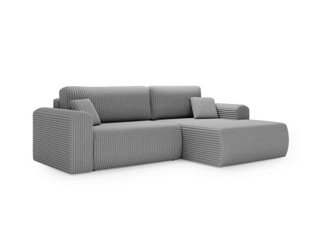 ECKSOFA Linea Hellgrau, Sofa mit Schlaffunktion, rechte seite - Hellgrau, Holzwerkstoff/Textil (257/177cm) - Bettso