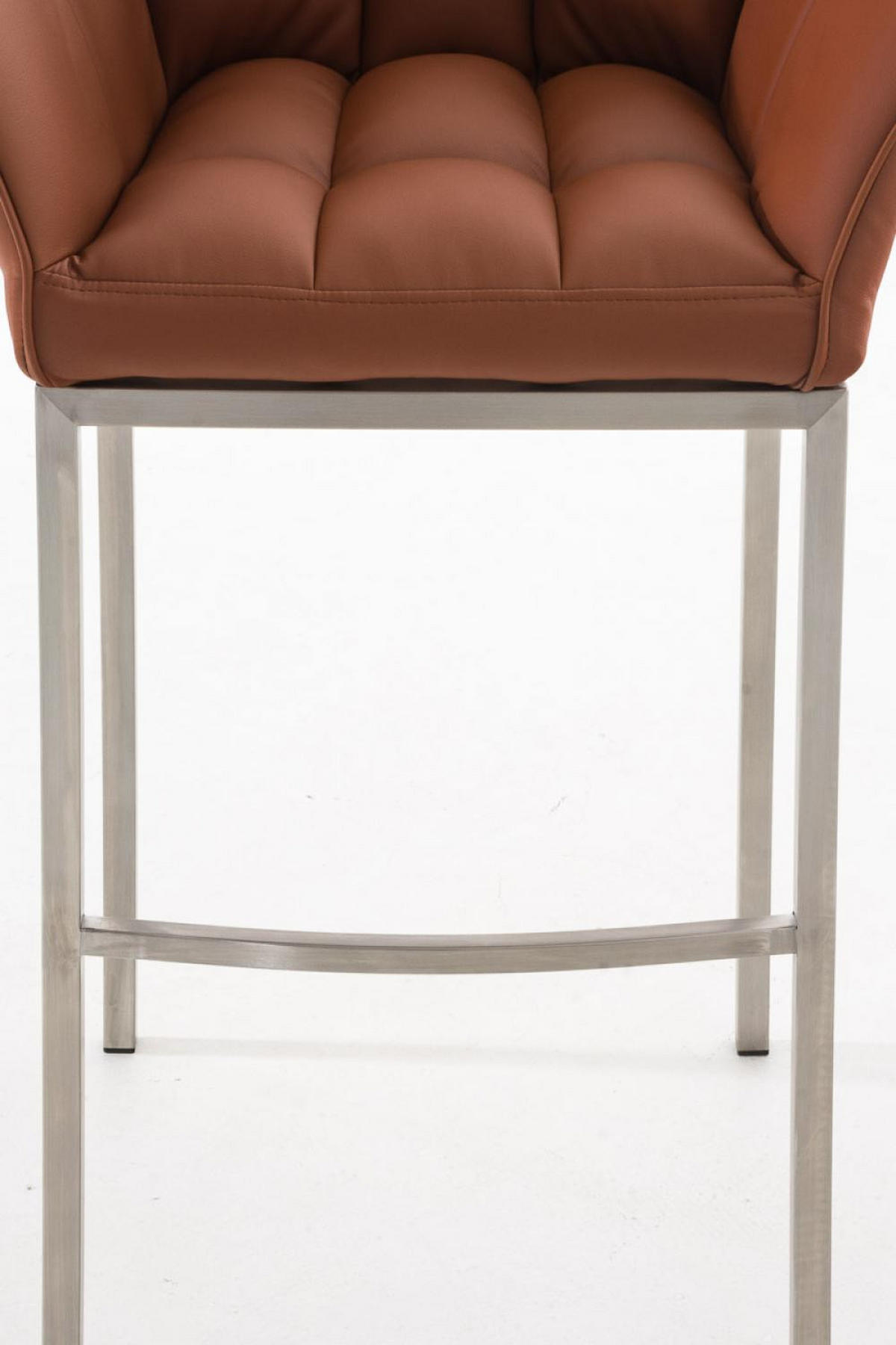 BARHOCKER Lederlook hellbraun - Hellbraun/Edelstahlfarben, Textil/Metall (64/110/48cm) - CLP