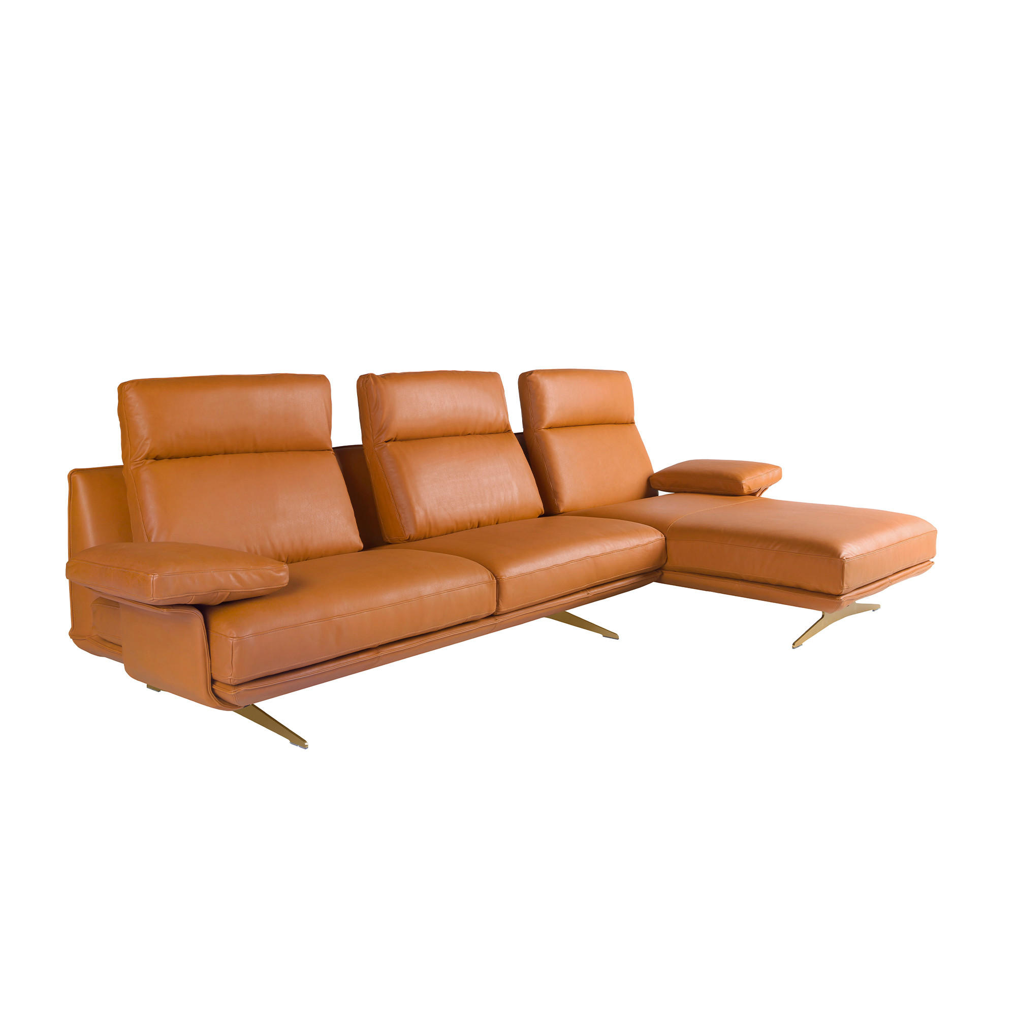 ECKSOFA Rechtes Chaiselongue-Sofa aus braunem Terrakotta-Leder 333/169/102 cm - Terracotta, Leder (333/169cm) - ANGEL CERDA