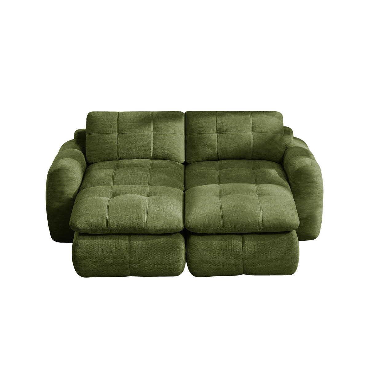 2-SITZER-SOFA DE-34464 mit 2 Ottomanen Grün - Grün, Textil (160/194cm) - ComfortXL