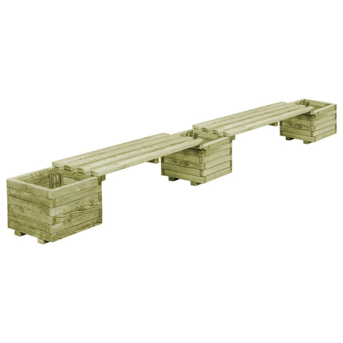 GARTENBANK mit Pflanzgefäßen Kiefernholz Imprägniert - Grün, Holz (196/36/196cm)