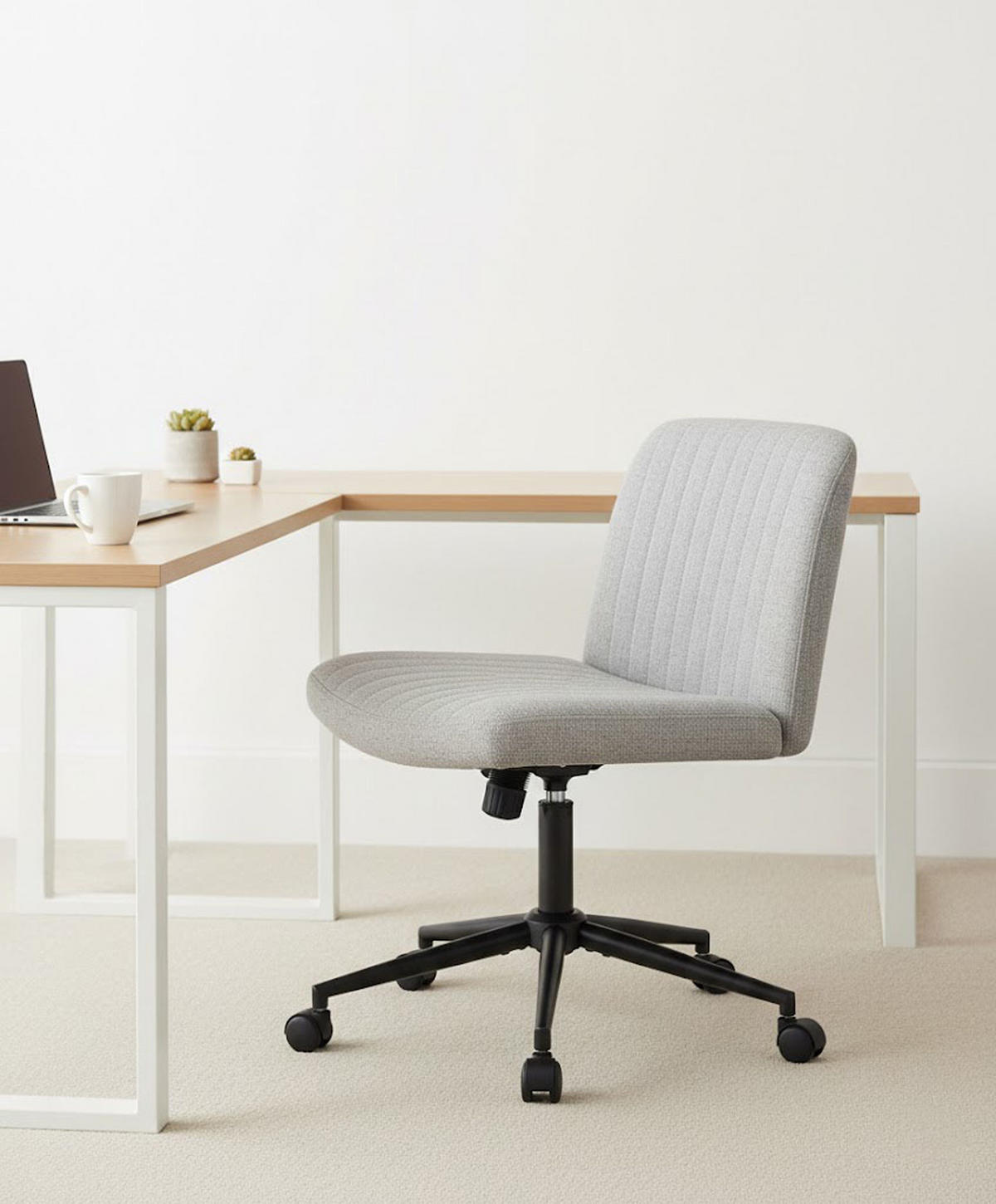 BÜROSTUHL Lynox Stoff hellgrau - Hellgrau/Schwarz, Metall (62/98/65cm) - TPFLiving