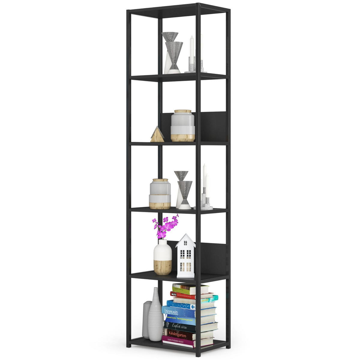 LOFT-REGAL Bücherregale Schwarz, 50x192x32 cm - Schwarz, Holz (50/192/32cm) - Milordbikes