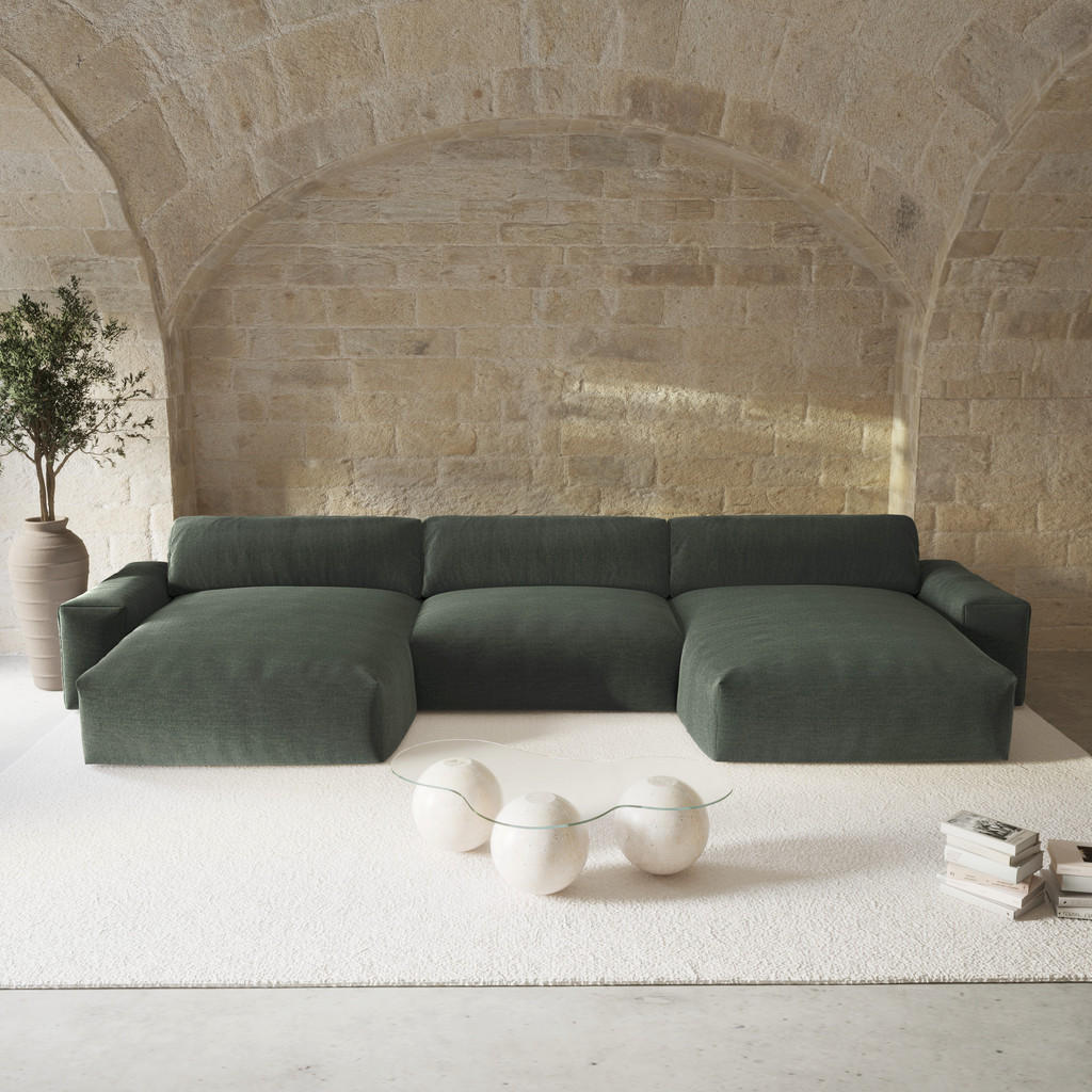 Thumbnail - Sia Home Wohnlandschaft, Grün, Textil, 7-Sitzer, U-Form,Rechteckig, 420x75x174 cm, Wohnzimmer, Sofas & Couches, Wohnland...