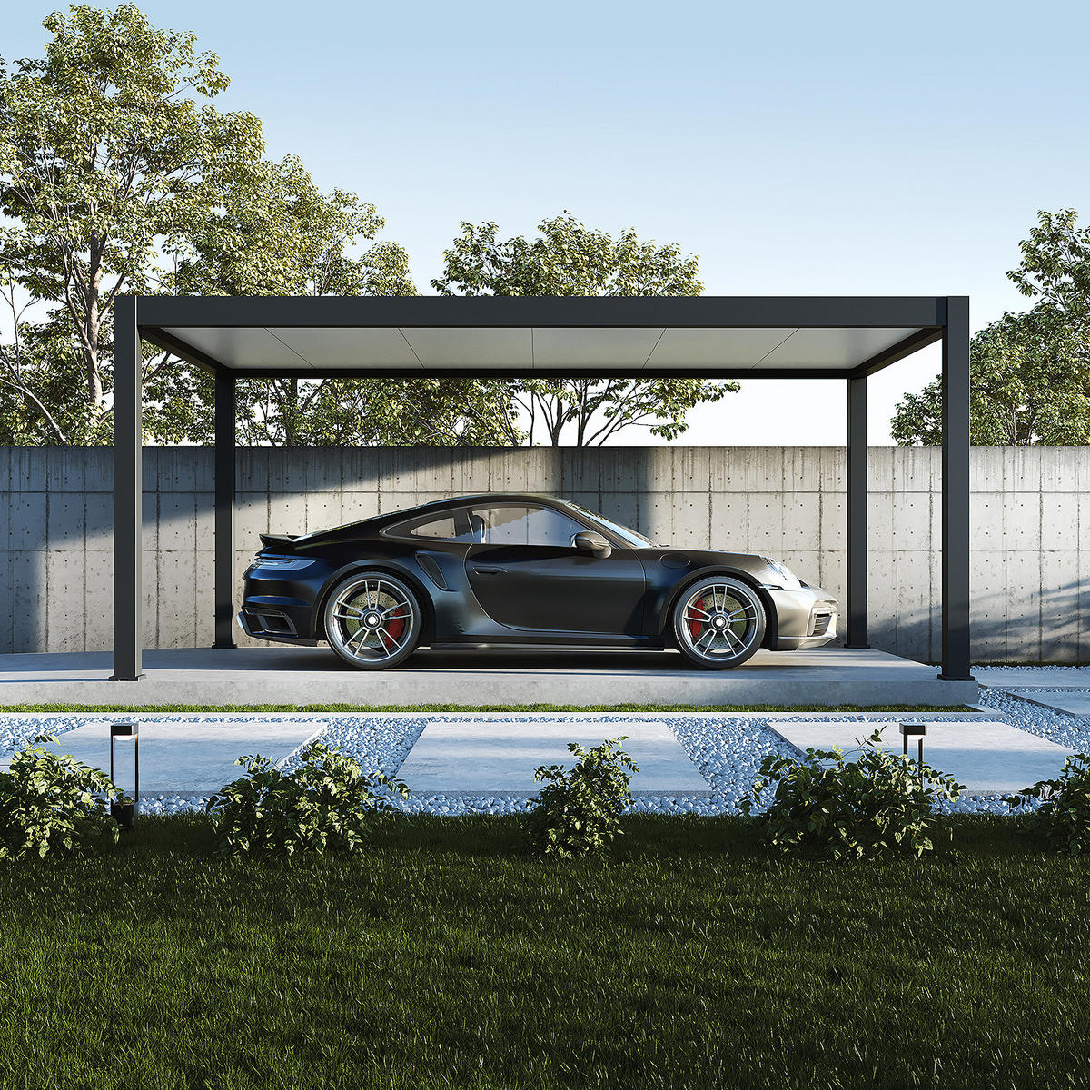 CARPORT Aluminium Pergola 3 x 5,3 M Garage anthrazit - Grau, Metall (300/236/530cm) - WEIDE