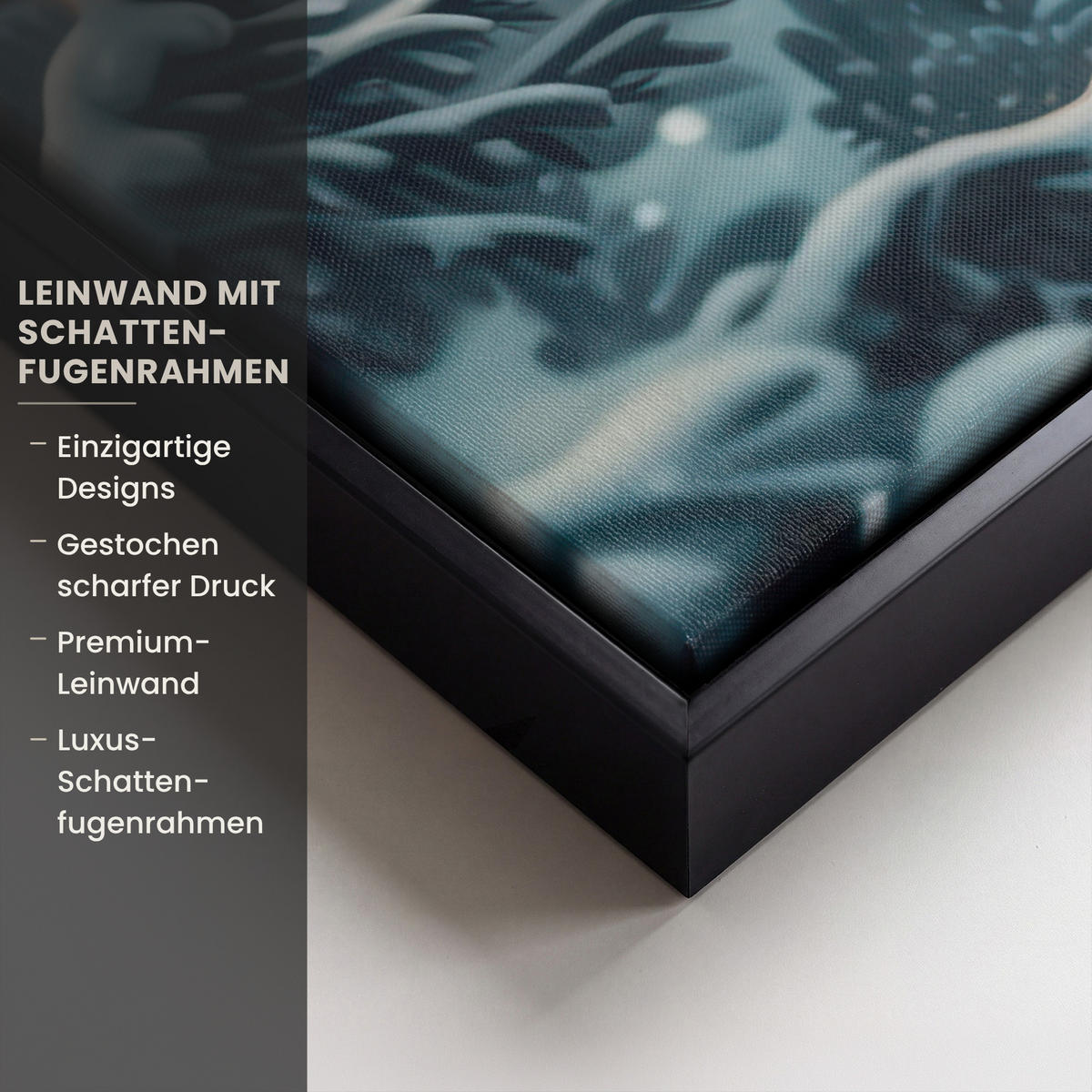 LEINWAND Bilder mit Rahmen - Hirsch - Weihnachten - Winter - Schnee - Weihnachtskranz - 50x50 - Dunkelbraun, Textil (50/50cm) - MuchoWow