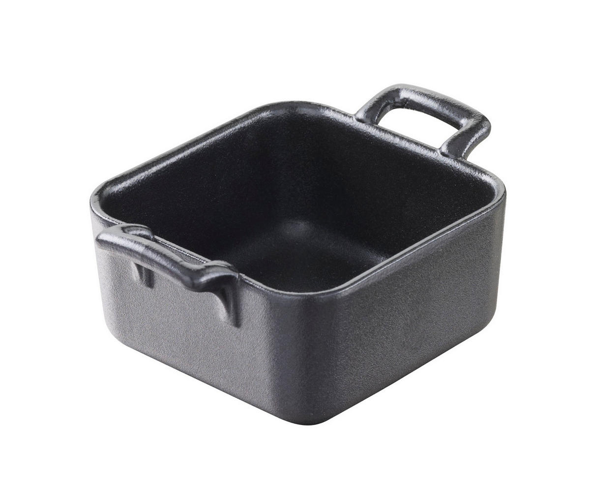 SCHÄLCHEN 8 cl QUADRATISCH Gusseisenoptik - Schwarz, Keramik (7/7/3.5cm) - Revol Porcelaine France