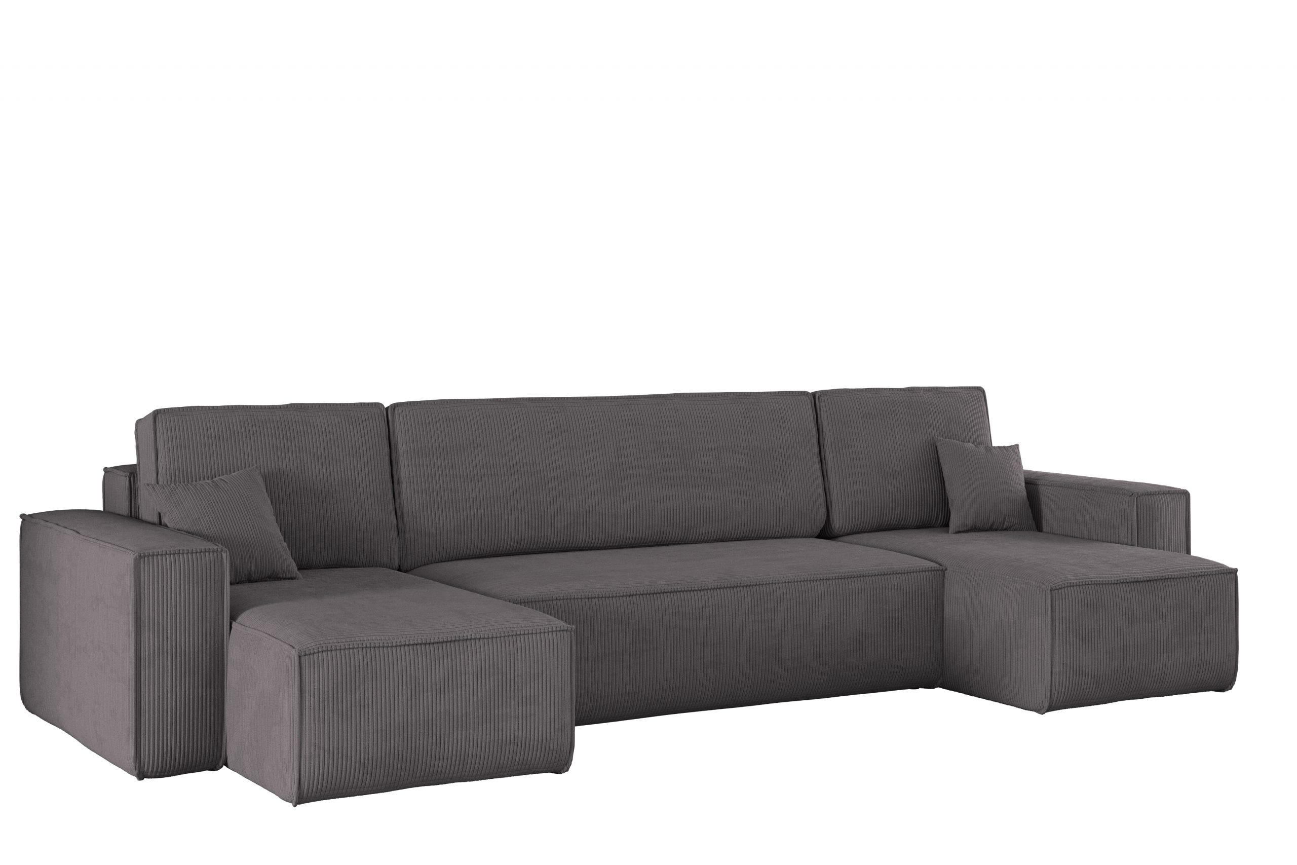 ECKSOFA Mit Schlaffunktion Und Bettkasten BEST Dicker Cord Poso Dunkelgrau - Dunkelgrau, Holz/Textil (312/142cm) - Kaiser Möbel