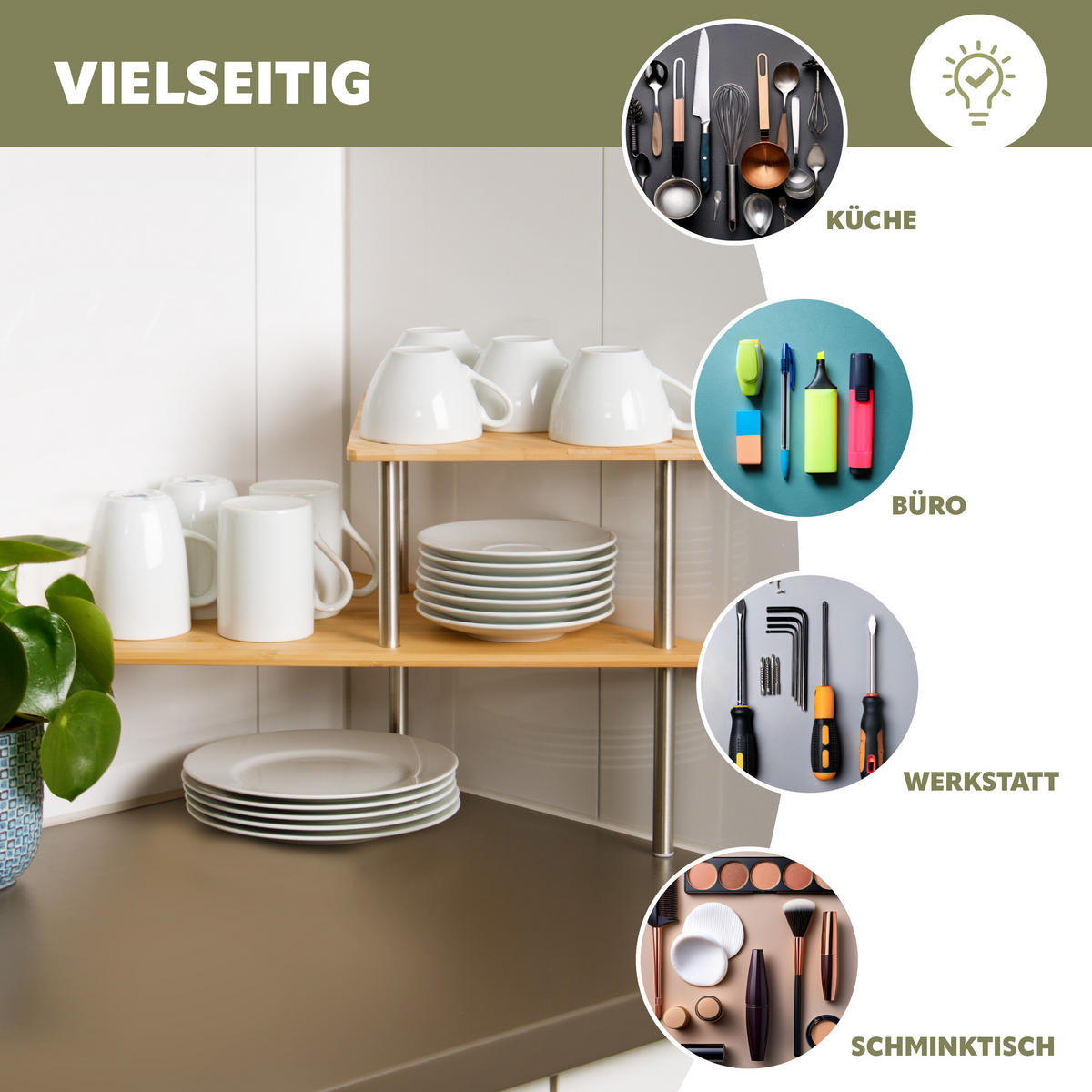 KÜCHEN-ECKREGAL, Bambus - Braun, Holz (45/31/45cm) - bremermann