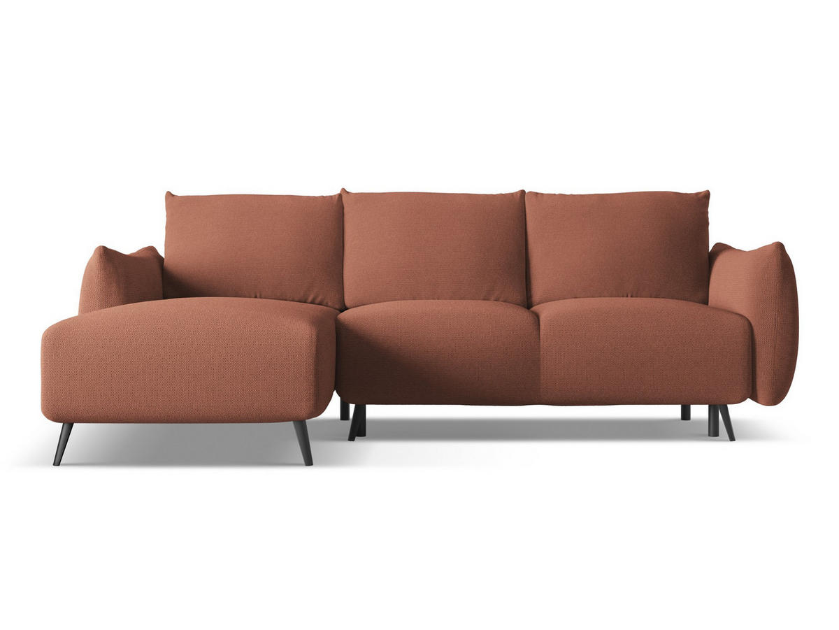 ECKSOFA mit Schlaffunktion Chenille Stoff Pink - Pink/Hellrosa, Textil/Metall (162/242cm) - Makamii