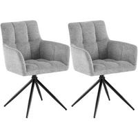 ARMLEHNENSTUHL 2er Set Stoff Hellgrau - Hellgrau/Schwarz, Textil/Metall (59/87/59cm) - CLP