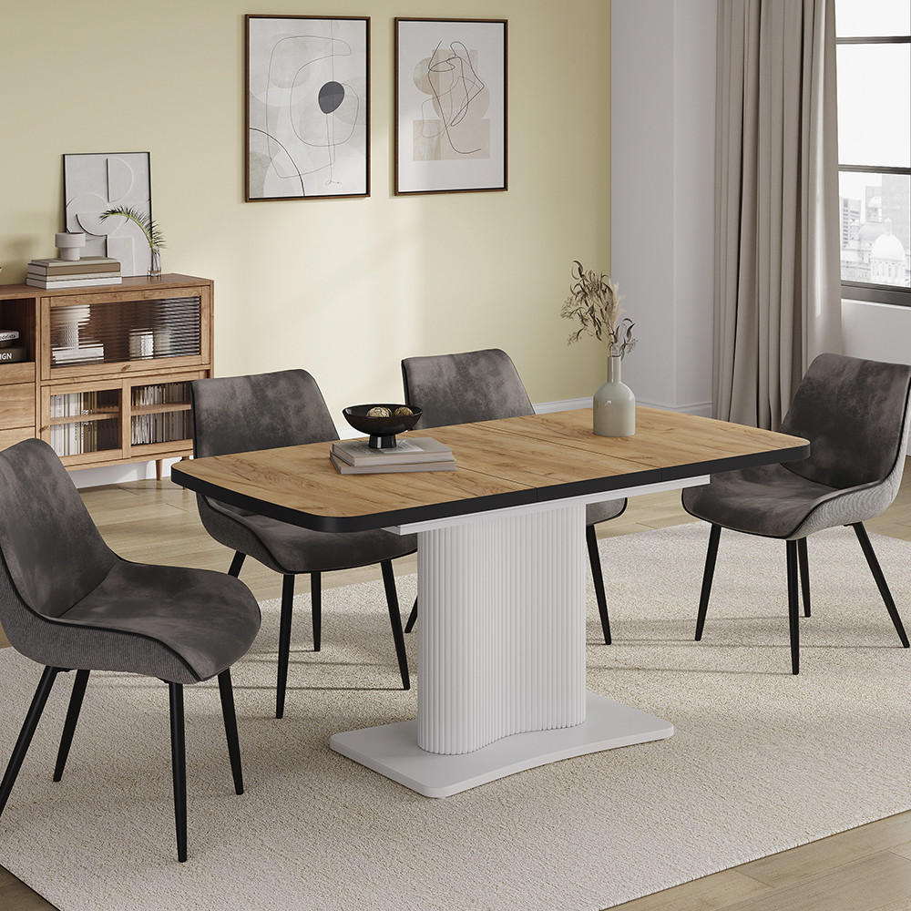 JÍDELNÍ STŮL Fenaro Černá/bílá - bílá/medově dubová, kompozitní dřevo (80/120/77.4cm) - Vicco