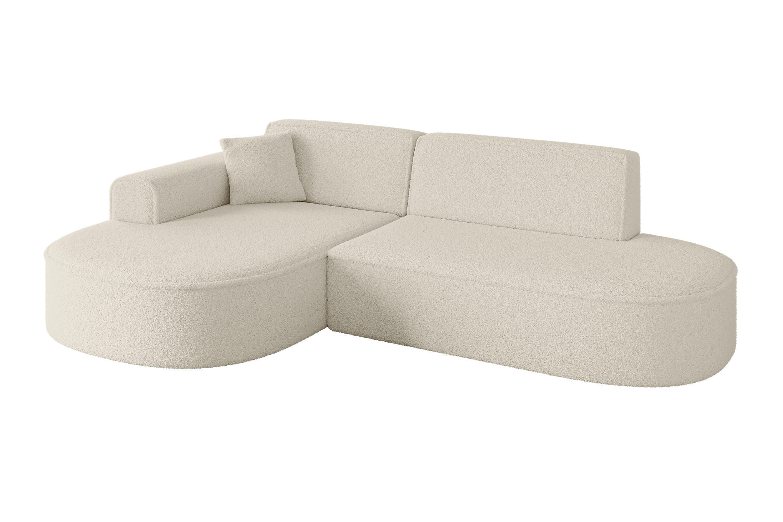 ECKSOFA Ottomane Links MARI-L1 - 243x171x79 cm Beige Bouclé - Beige/Schwarz, Holzwerkstoff/Kunststoff (163/234cm) - ALTDECOR