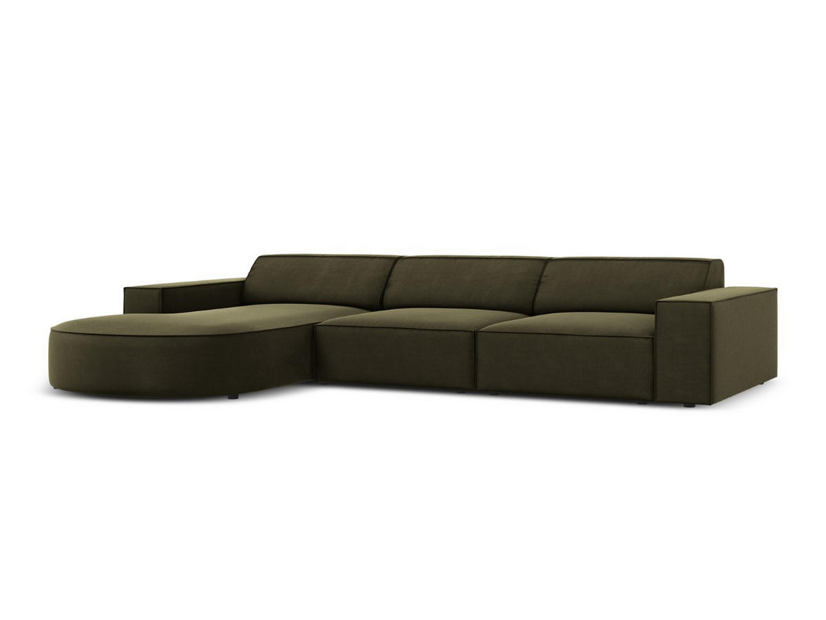 ECKSOFA links Jodie aus Samt grün 4 Sitzplätze - Grün, Textil (166/284cm) - Micadoni