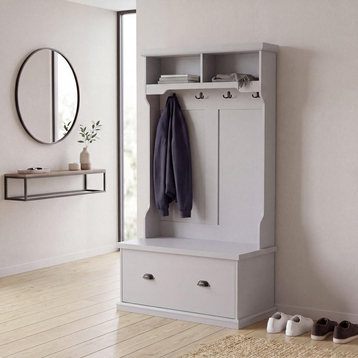 GARDEROBE Hellgrau - Hellgrau, Holz (100/163/47cm) - MCW