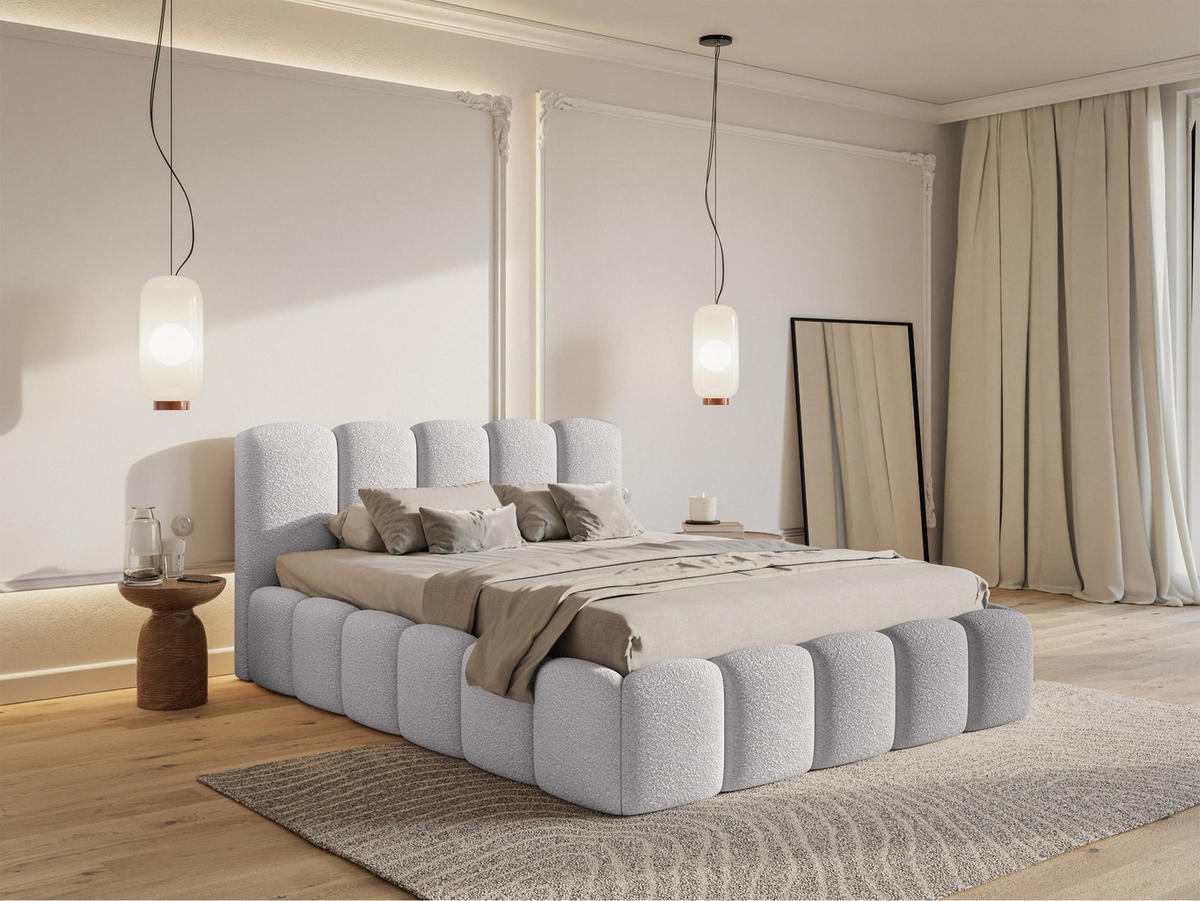 POLSTERBETT Cloudy II Hellgrau 140x200 cm - Hellgrau, Holz/Textil (140/200cm) - Selsey