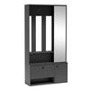 GARDEROBENSCHRANK Tokessa Graphit 100/191/33 cm - Modern mit Spiegel und Schuhschrank - Grau, Holzwerkstoff/Kunststoff (100/191/33cm) - AX Living
