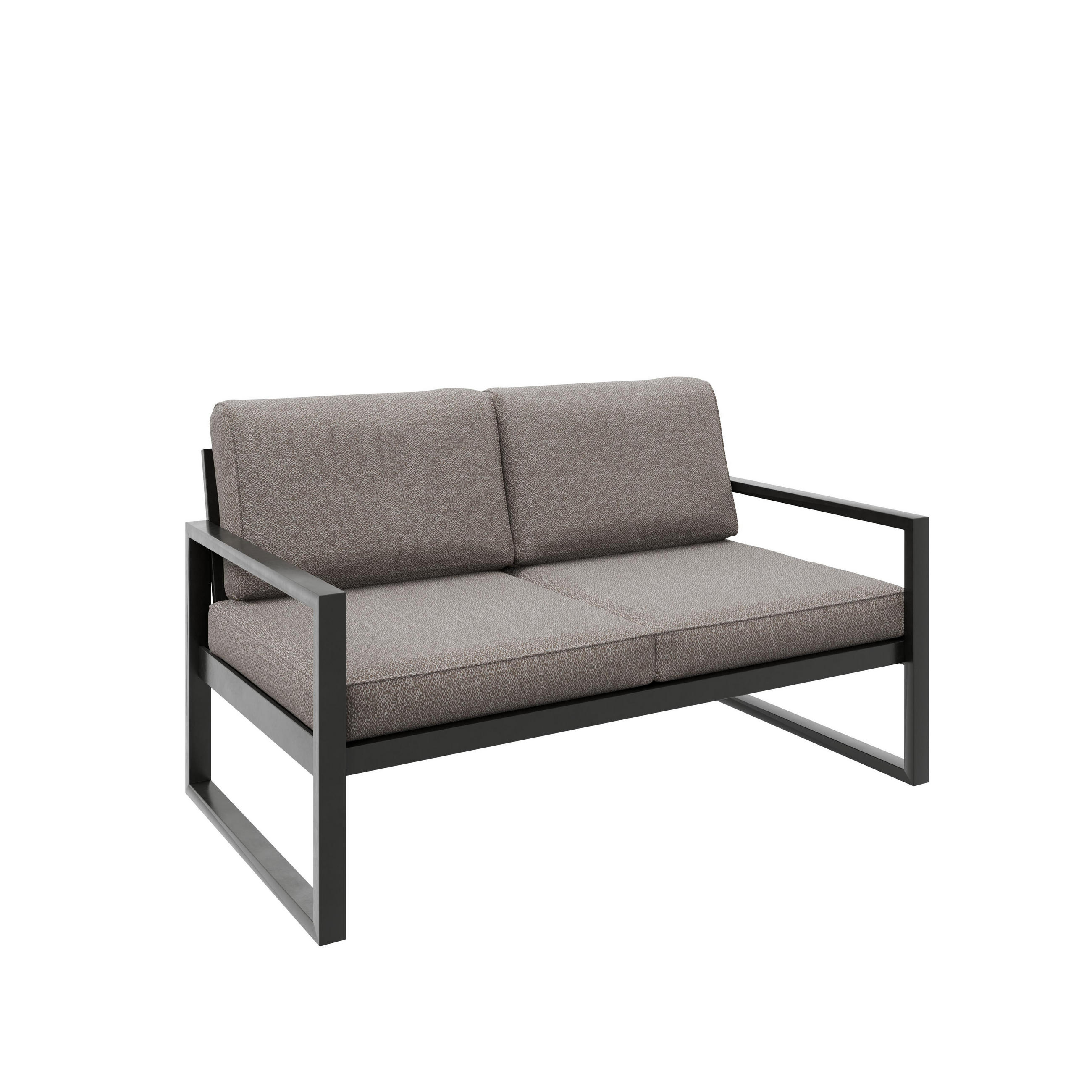 GARTENSOFA 2 Sitzer Madera 146x80cm, schwarz, graubeige - Beige/Schwarz, Kunststoff/Metall (146/86/80cm) - Margaret Hadas24
