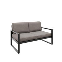 GARTENSOFA 2 Sitzer Madera 146x80cm, schwarz, graubeige - Beige/Schwarz, Kunststoff/Metall (146/86/80cm) - Margaret Hadas24