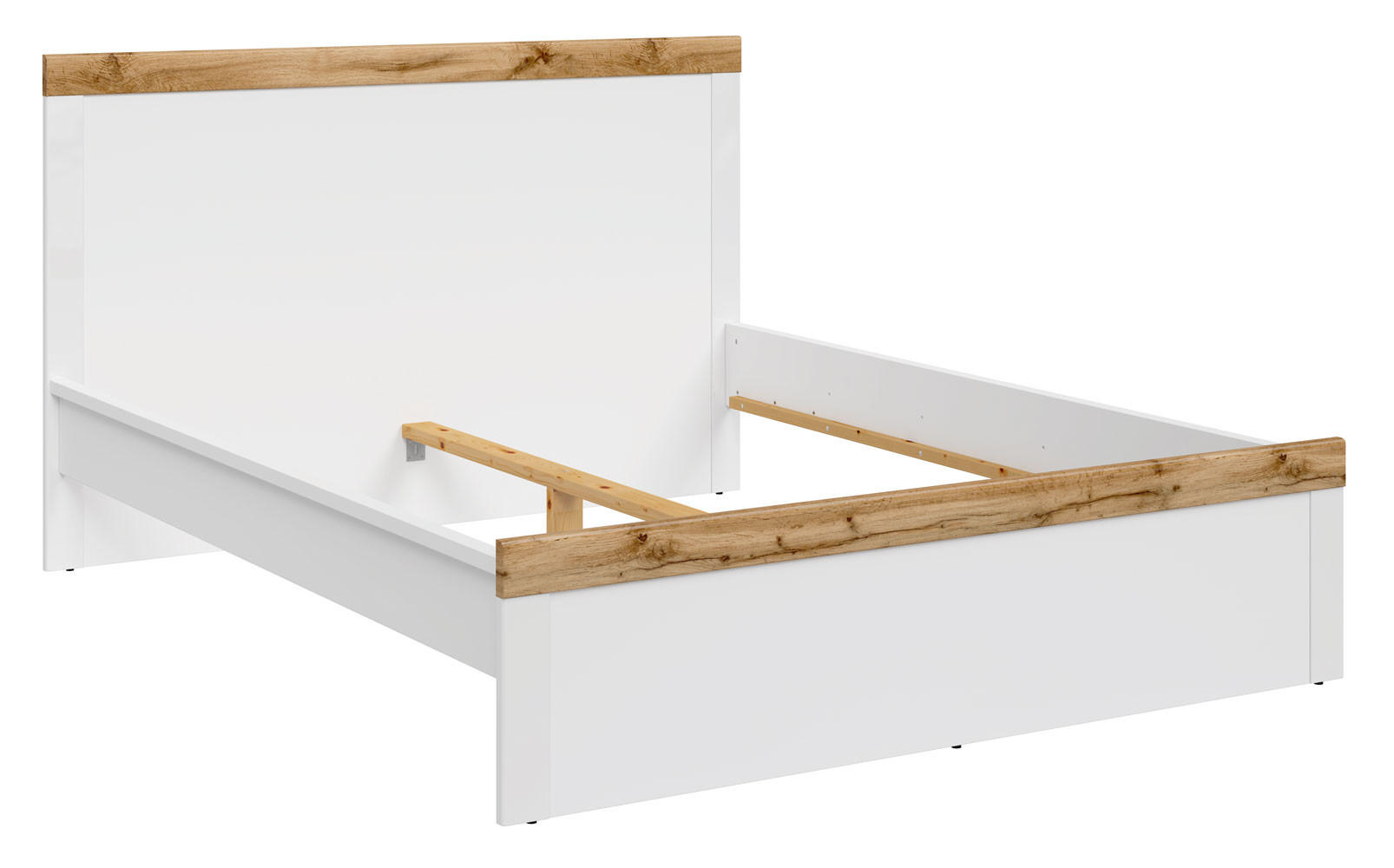 BETT Holten weiß / Eiche Wotan 149 / 200 / 100,5cm - Eichefarben/Weiß, Holz/Holzwerkstoff (140/200cm) - Feldmann-Wohnen