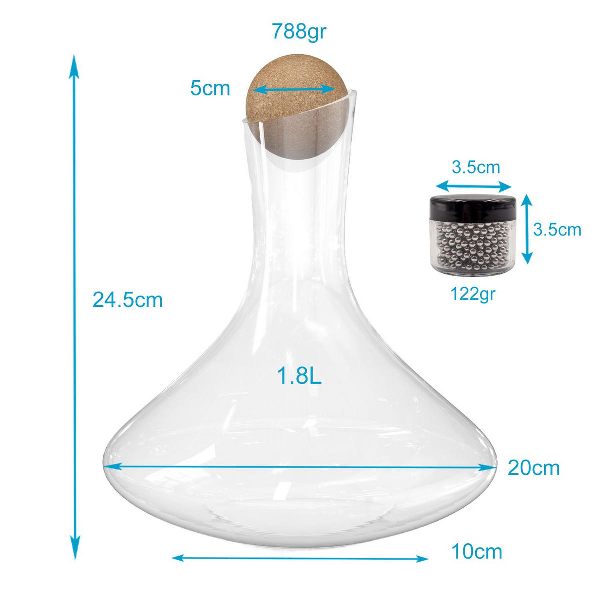 GLAS KARAFFE mit 1.8 Liter für Rotwein - Transparent, Glas (0.75L) - Intirilife