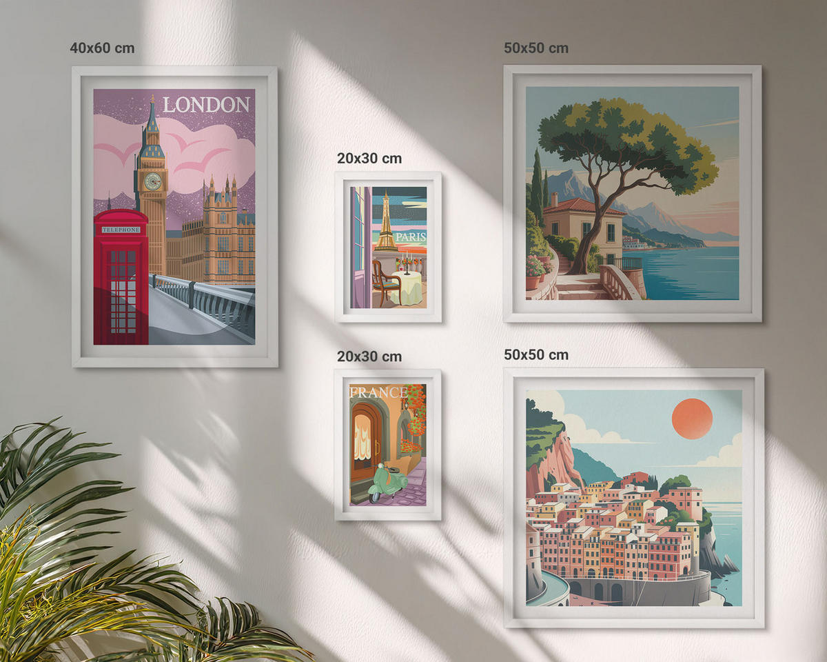 BILDER SET 5er Set - 50x50 cm & 20x30 cm & 40x60 cm Weißer Rahmen - Obstposter Zitronen Orangen - Weiß, Kunststoff (40/60cm) - TULUP