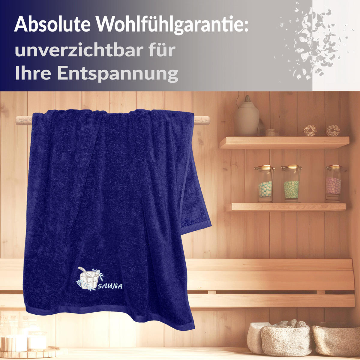 SAUNATUCH Lillby Marine Blau 100x200 cm - Dunkelblau, Textil (100/200cm) - Lashuma