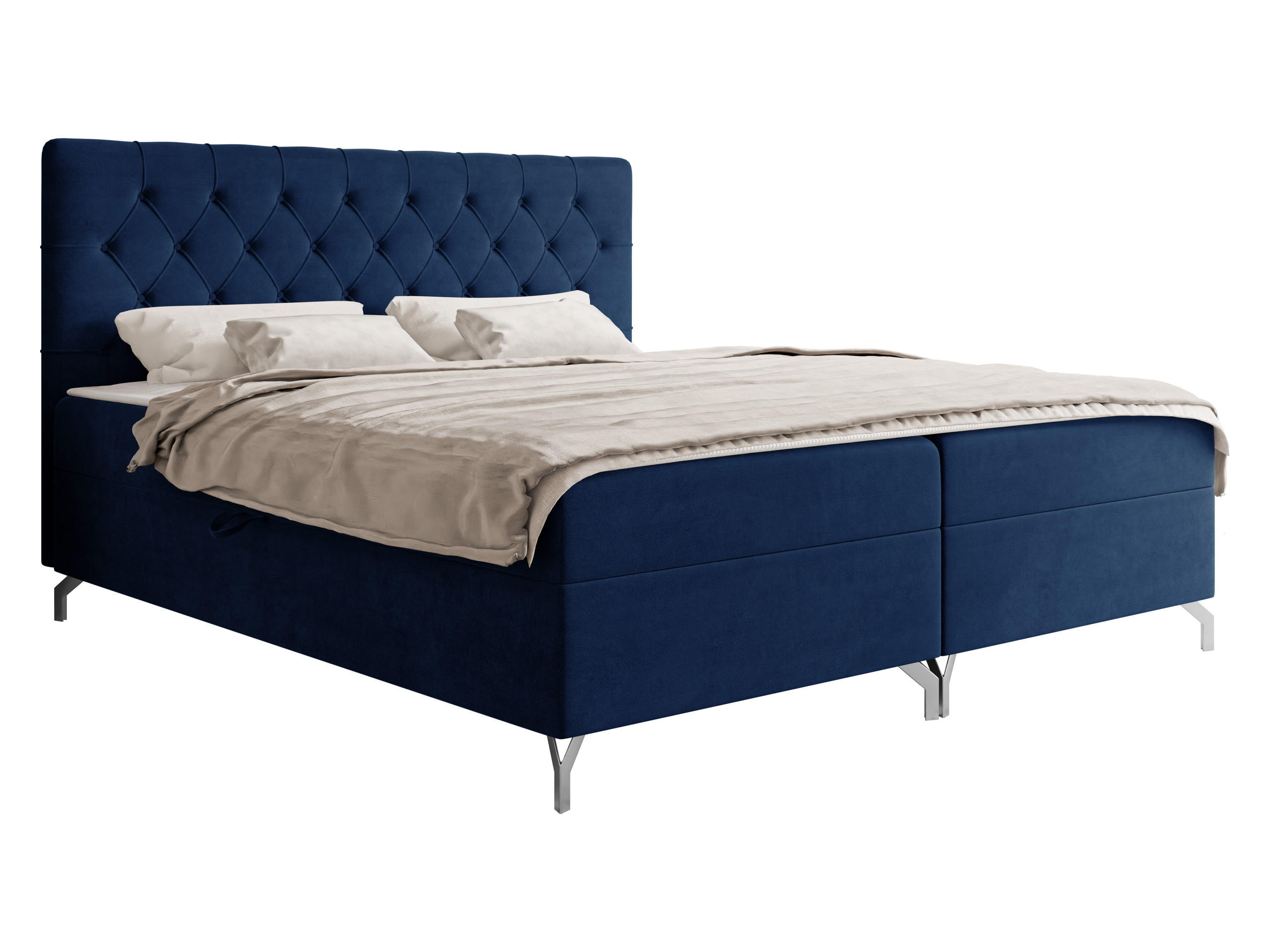 BOXBETT Guilette - H3 - Silberfarben/Dunkelblau, Holz/Holzwerkstoff (200/200cm) - MIRJAN24