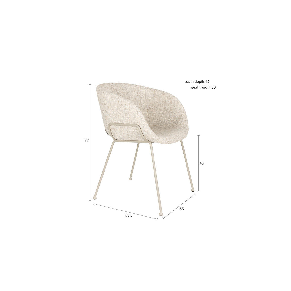 ESSZIMMERSTUHL Feston Beige - 2 er Set - Beige, Kunststoff (56.5/77/55cm) - Zuiver