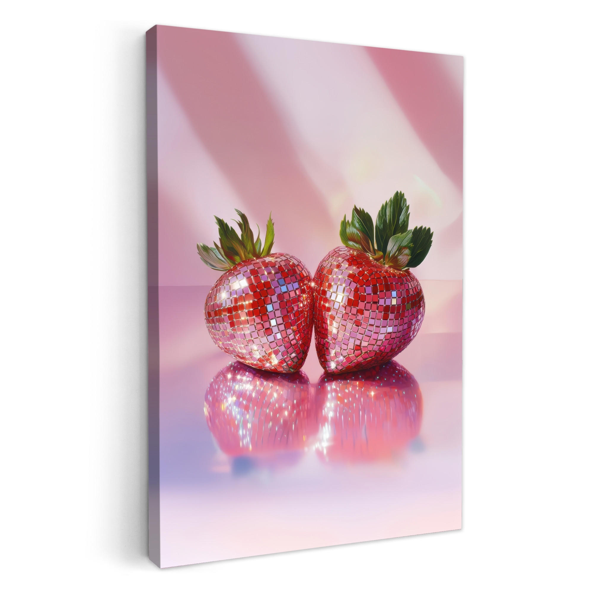 MuchoWow OBRAZ NA PLÁTNĚ Disco - Ovoce - Třpytky - Jahoda 80x120 cm