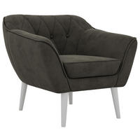 SESSEL PIRS - Dunkelgrau Velvet - Weiße Beine - Dunkelgrau/Weiß, Holzwerkstoff/Textil (80/75/74cm) - MKS