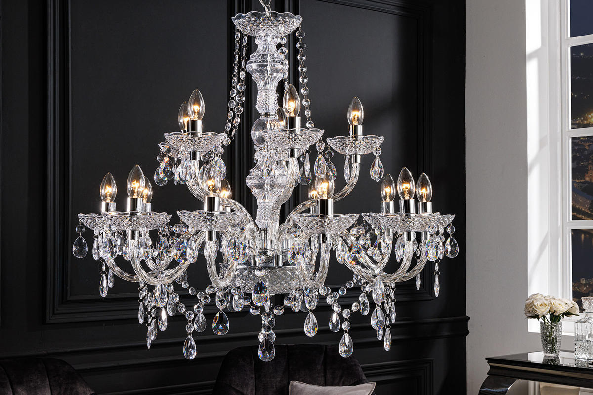 KRONLEUCHTER CRYSTAL XL Acryl Transparent 80 cm - Transparent, Glas (80/80/75cm) - riess-ambiente